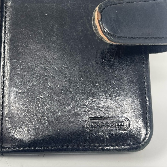 Coach Bifold Wallet Black Leather Women's 10 Slots & Kisslock Coin Area Vintage - Picture 13 of 16